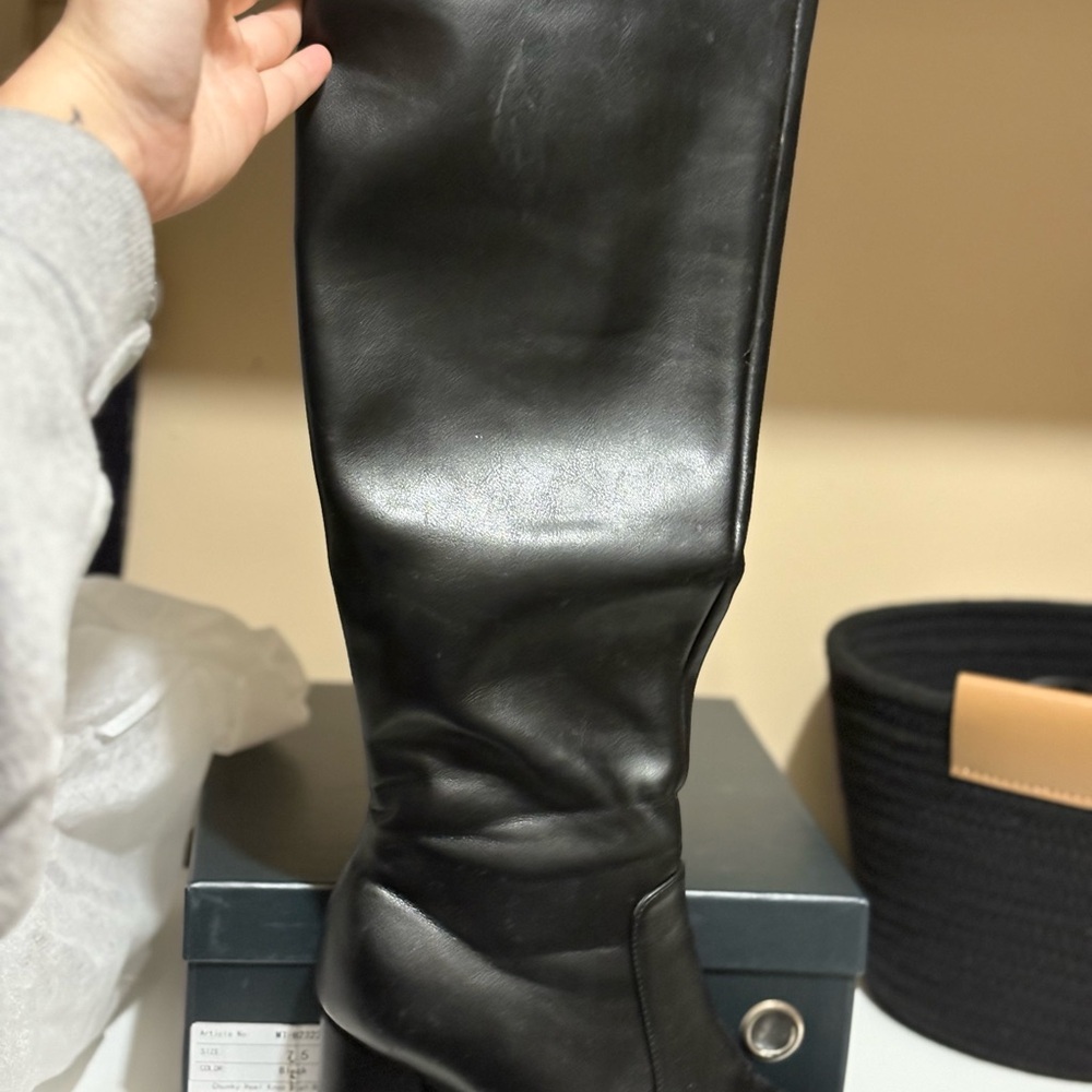Black Leather Knee-High Boots